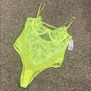 sexy neon yellow lingerie bodysuit